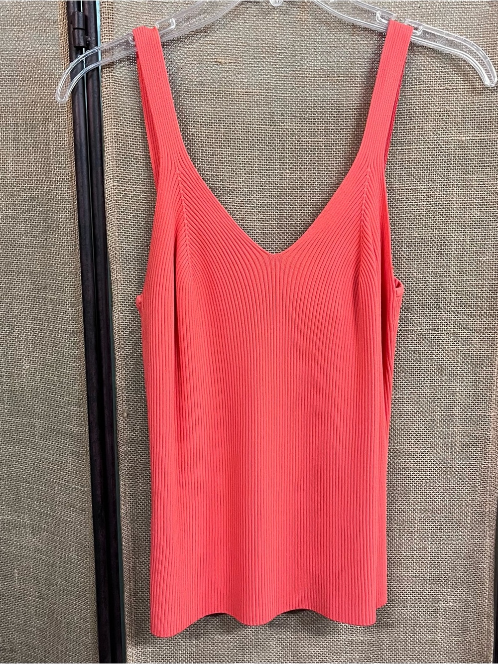 Venini Coral Ribbed V-Neck Sweater Tank NWT